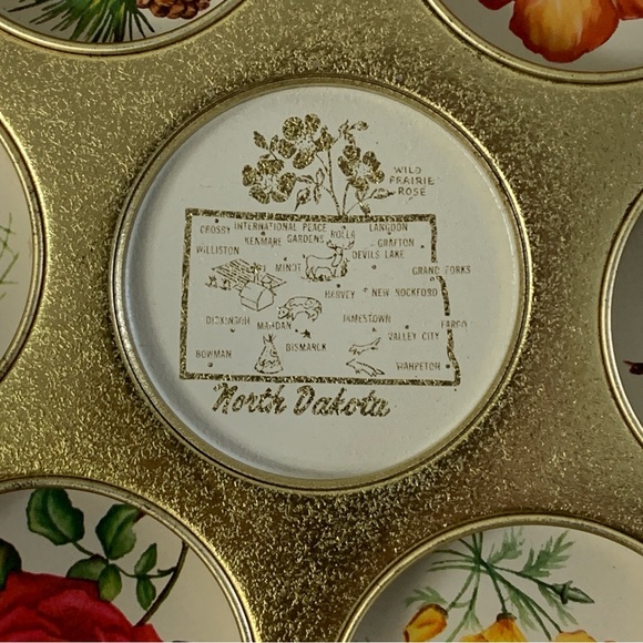 Metal Serving Trays Souvenir State Trays North Dakota & Montana - Picture 7 of 16